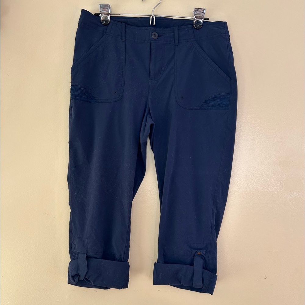 Columbia Blue Capris with Relaxed Fit and Cuffed Hems